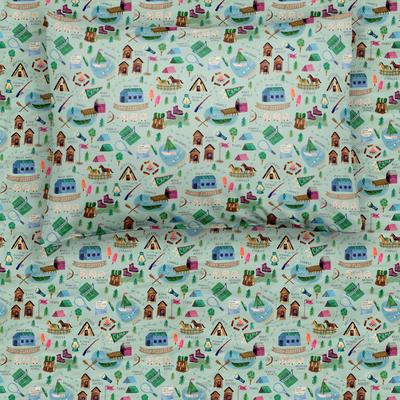 Green Camp Sleepies Twin Sheet Set - OSFA
