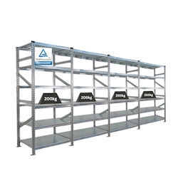 PROREGAL Fachbodenregal PROXIMO Stecksystem | Komplettregal | HxBxT 210x360x60cm | 6 Ebenen | Beidseitig nutzbar | Verzinkt Image