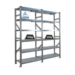 PROREGAL Fachbodenregal PROXIMO Stecksystem | Komplettregal | HxBxT 210x180x50cm | 6 Ebenen | Beidseitig nutzbar | Verzinkt Image