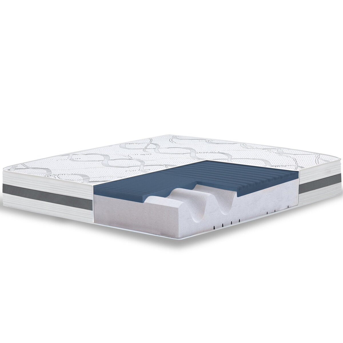 THE WHITE STONE Einzelne Matratze 95x180 Memory Foam Premium Quality, Antibakteriell, Anti-Milben, Anti-Allergie.| Höhe 22 cm | Made in Italy Image