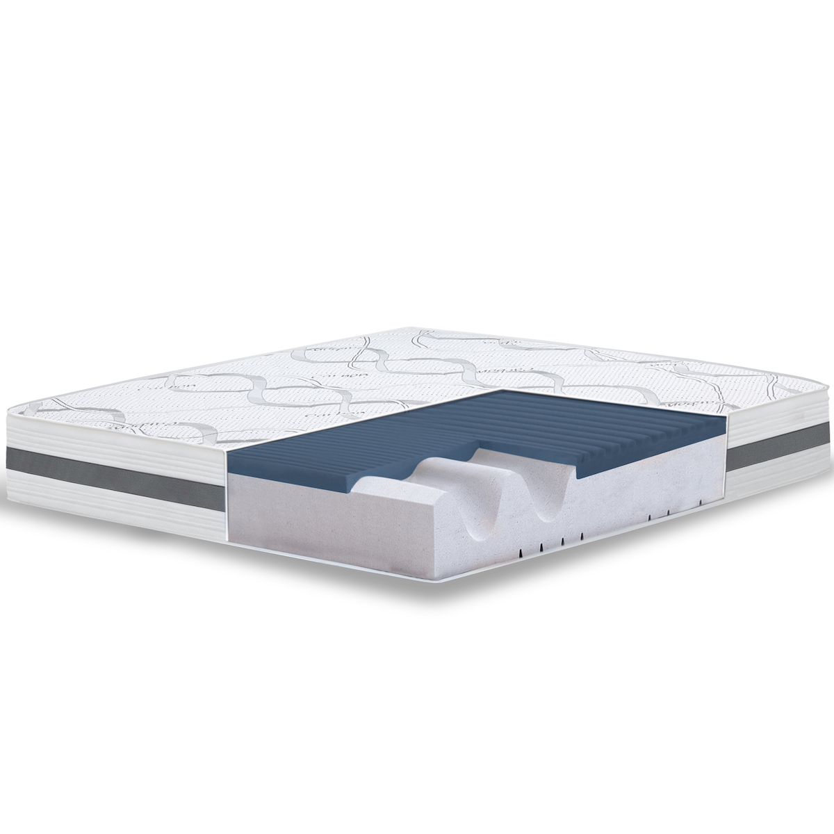 THE WHITE STONE Einzelne Matratze 80x175 Memory Foam Premium Quality, Antibakteriell, Anti-Milben, Anti-Allergie.| Höhe 22 cm | Made in Italy Image