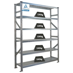 PROREGAL Fachbodenregal PROXIMO Stecksystem | Grundregal | HxBxT 210x150x50cm | 6 Ebenen | Beidseitig nutzbar | Verzinkt Image