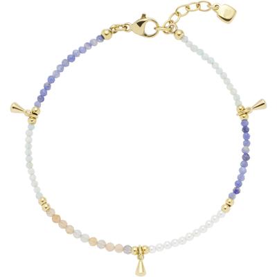 Armband CIAO BY LEONARDO "Babelli CIAO, 024472", gelbgoldfarben, mint, champagner, kristallweiß, blau, weiß, mint, champagner, kristallweiß, blau, Armbänder, Damen, Edelstahl-Perlen, Edelstahl, Perlen, mit Amazonit, Labradorit, Sodalith - mit Perle... Image