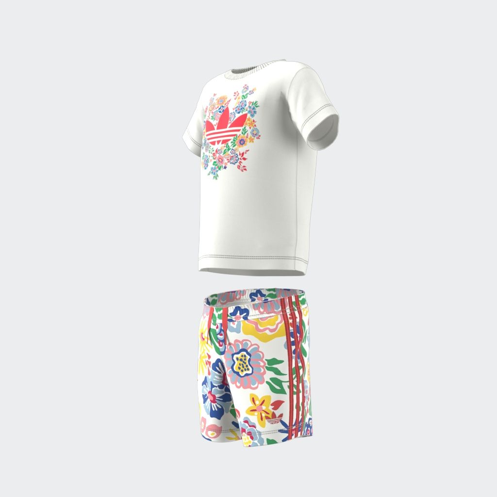 Trainingsanzug ADIDAS ORIGINALS "SHORT TEE SET", Kinder, Gr. 74, weiß (cloud weiß), Obermaterial: 100% Baumwolle, sportlich, Sportanzüge Image