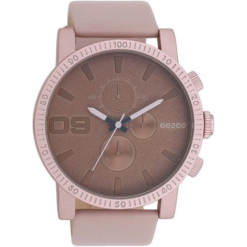 Quarzuhr OOZOO, grau (taupe), Armbanduhren, Herren, Armbanduhr, Herrenuhr, Lederarmband, Chrono-Look