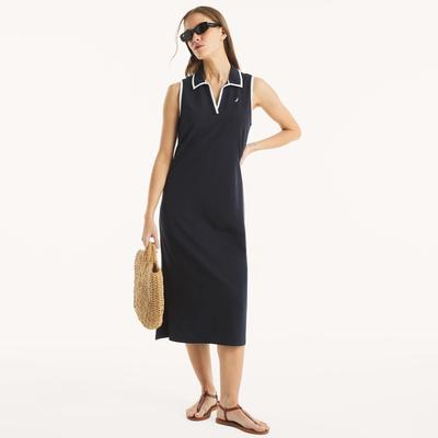 Nautica Women's Johnny Collar Midi Dress Navy, M