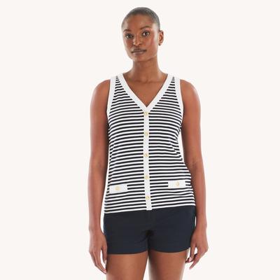 Nautica Women's Striped Cardigan Tank Navy, S