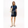 Shirtkleid TOMMY HILFIGER "NEW CODY STR SLIM SHORT DRS SS", Damen, Gr. S (36), N-Gr, blau (schwarz night navy), Jersey, Obermaterial: 100% Baumwolle, unifarben, casual, slim fit, Rundhals, Kurzarm, Kleider, mit allover Streifendessin, Logo-Flag