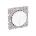 Eur Ohm - Interrupteur double va et vient - Blanc - square reno sans griffes