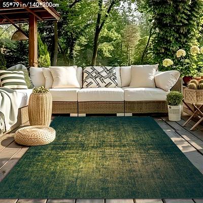 TEMU Golden Diamond + Dot Plush Bottom + 800g 1pc Green Abstract Pattern Mat, Outdoor Rugs Suitable For Patio, Balcony, Garden, Camping, Machine Washable Indoor/outdoor Mat Image