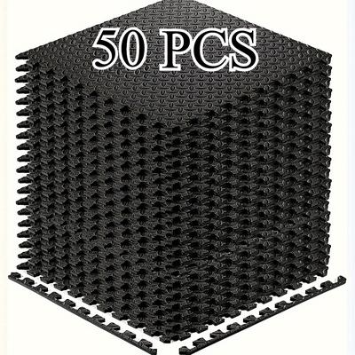 TEMU 50 Black And White Eva Locking Exercise Mats - Soft, Non-slip, Home Gym, Training, And Shaping, Fitness Accessories Image