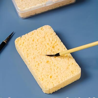 TEMU 1 Art Watercolor Sponge With Storage Box, Water Absorbing Magic Moisturizing Sponge, Suitable For Watercolor Painting, Multi Functional Moisturizing Painting Cleaning Art Supplies Image