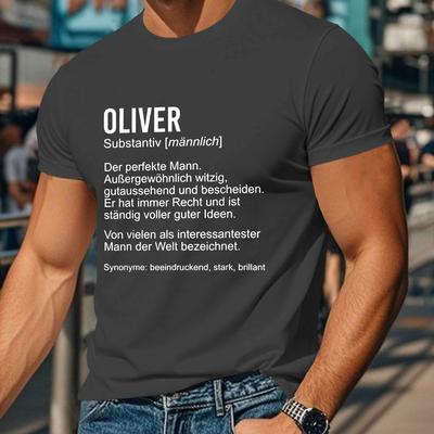 "TEMU Men's Casual German Quote T-shirt - "" Substitute Name, Polyester, Short Sleeve, Round Neck, Machine Washable Summer Top" Image