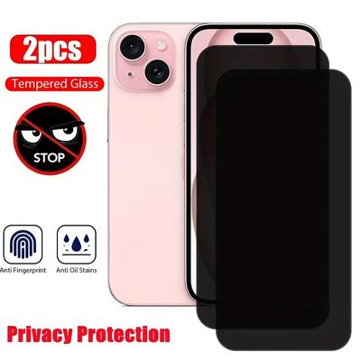TEMU 2pcs Privacy Protection Screen Protector For Iphone 13 Pro Max Glass Privacy Protection Tempered Glass For Iphone 11 12 13 14 15 Plus Full Cover Anti-peeping Glass For Iphone 11 12 13 16e Glass Image