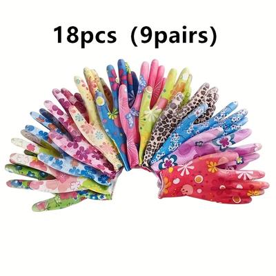 TEMU 14/16/18pcs Women's Gloves Printed Gloves, Nylon Gloves, Gloves, Gloves Image