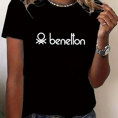 TEMU A Loose-fitting Round-neck Short-sleeve Sports T-shirt For Women, Featuring A Stylish 'beneffon' Design, Casual Image