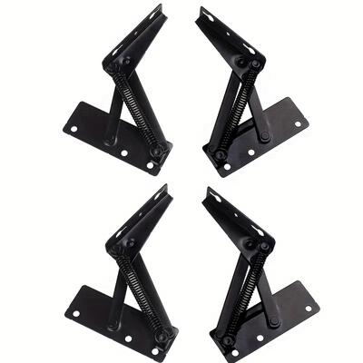 TEMU 4pcs 80-degree Foldable Brackets With Black Spring Hinges - Bench Hinges, Elevator Top Hinges, Workbench Hinges - Other (shelves & Supports) Image