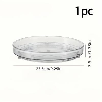 TEMU 1pc/2pcs Clear Plastic Rotating Storage Basket, Storage Tray For Bathroom, Kitchen Cabinet, Spice Rack, Cosmetic Rack, Refrigerator Organizer, Cabinet Turntable Rack, Shelf Basket, Shelf Baskets Image