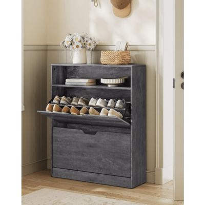 TEMU Shoe Cabinet 2 Doors, Shoe , Shoe Rack, Shoe Storage, Open Compartment, Adjustable Partition, For 11-16 Pairs Of Shoes, Hallway, 24 X 80 X 102 Cm Image