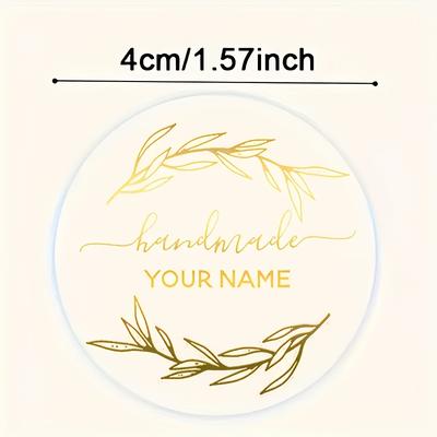 TEMU Customizable Golden Transparent Stickers - Personalized Handmade Name And Address Labels, Vinyl, Self-adhesive, , Shiny Finish For Glass Surfaces, Custom Stickers Image