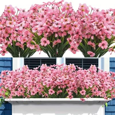 TEMU 10 Bundles Outdoor Artificial Flowers, Uv Resistant No Fade Fake For Indoor Outside Hanging Plants Garden Patio Porch Window Box Home Wedding Farmhouse Decor, Halloween Home Decor Image
