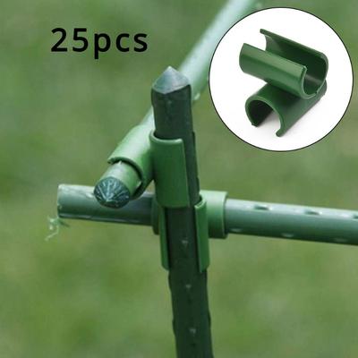 TEMU 25-pack Durable Pp Plastic Plant Support Clips - Trellis Connectors For Garden Frames, Pergolas & Greenhouses, Compatible With 11mm/16mm Rods