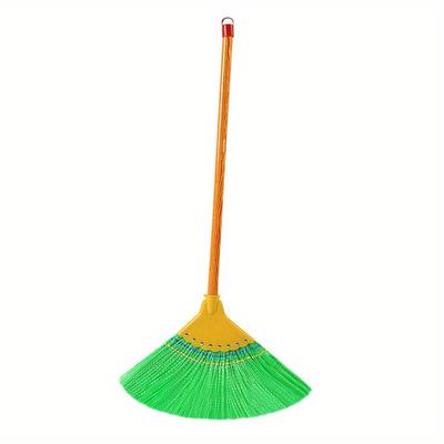 TEMU Extra-large Heavy-duty Broom With 8-row Ripple Bristles For Efficient Outdoor Cleaning - Durable Wood Handle, Ideal For Home & Commercial Use Image