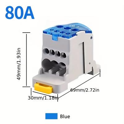 TEMU 1pc Din Rail 1-into-n-out Terminal Block Junction Box - Multi-specification Wire Connector For Secure Electrical Connections, Pc Material, Screwless Contact Terminals, Design Image