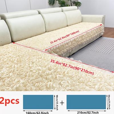 TEMU Jit2pcs Set Of Gorgeous Sofa Cushions - Plush Sofa Cover With Lace , Universal, Cat And Sofa Protection Cover, Machine Washable, Suitable For Bedroom, Living Room, Office, Home Decoration Image