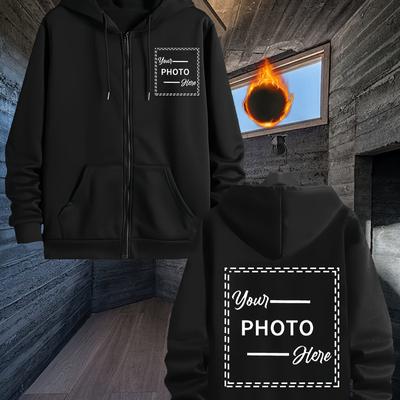 TEMU Men's & Women' Custom Print Hoodie With Kangaroo - Zip-up, Casual Wear, Couples, Valentine's Day & Birthday Gifts, 2025 Trend, Casual Wear Hoodie | Custom Print Hoodie | Stretchy Hoodie Image
