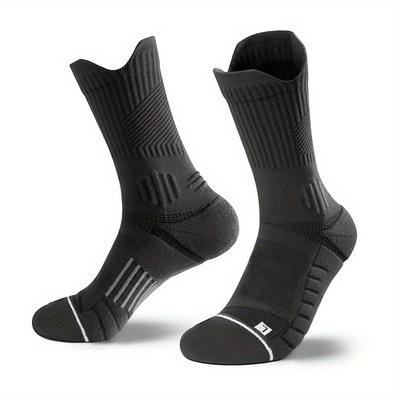 TEMU 3 Pairs Of Professional Sports Long Socks, Breathable And Comfortable With Thick Towel Bottom, Suitable For Running, Cycling, Basketball, Etc. Image