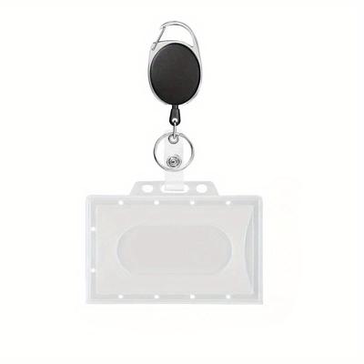TEMU 1 Set Plastic Id Badge Holders With Lanyard - Clear Card Case Cover For Nurses, Staff & Employees, Accessory Image