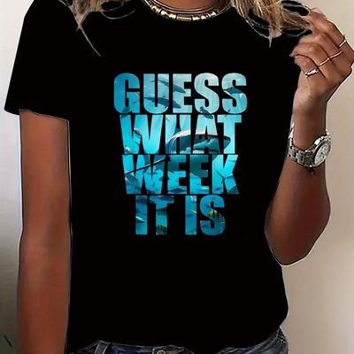 "TEMU Women's Casual " " Graphic Tee - Short Sleeve, Round Neck, Light Brown, Relaxed Fit, All-season Sportswear, Casual Sportswear | Bold Lettering Top | Comfortable Fit, Ladies T" Image