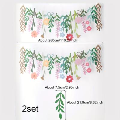 TEMU 1 Set - Holiday Party/home Decoration Flower Pull Flag, Pastoral Cute Flower Pendant Ribbon, Beautiful Flowers In Shapes Image