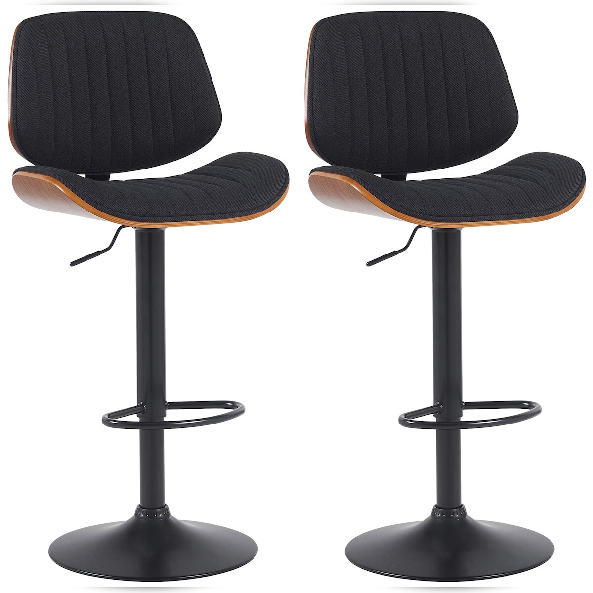 CLP 2er Set Barhocker Clawson Stoff walnuss/schwarz/schwarz Image