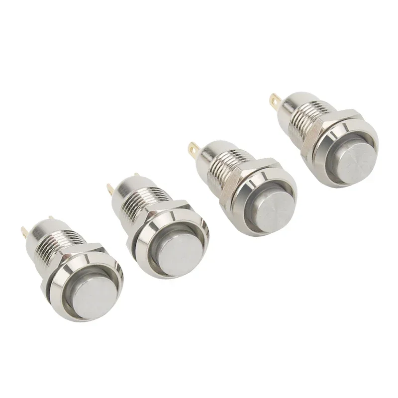 1 stücke 8 MM 10 MM 12 MM 16 MM Metall Taste Schalter Selbst Lock-Taste Hohe Kopf Selbst Lock schalter 1 Normalerweise Offen Wasserdicht Rostschutz Image