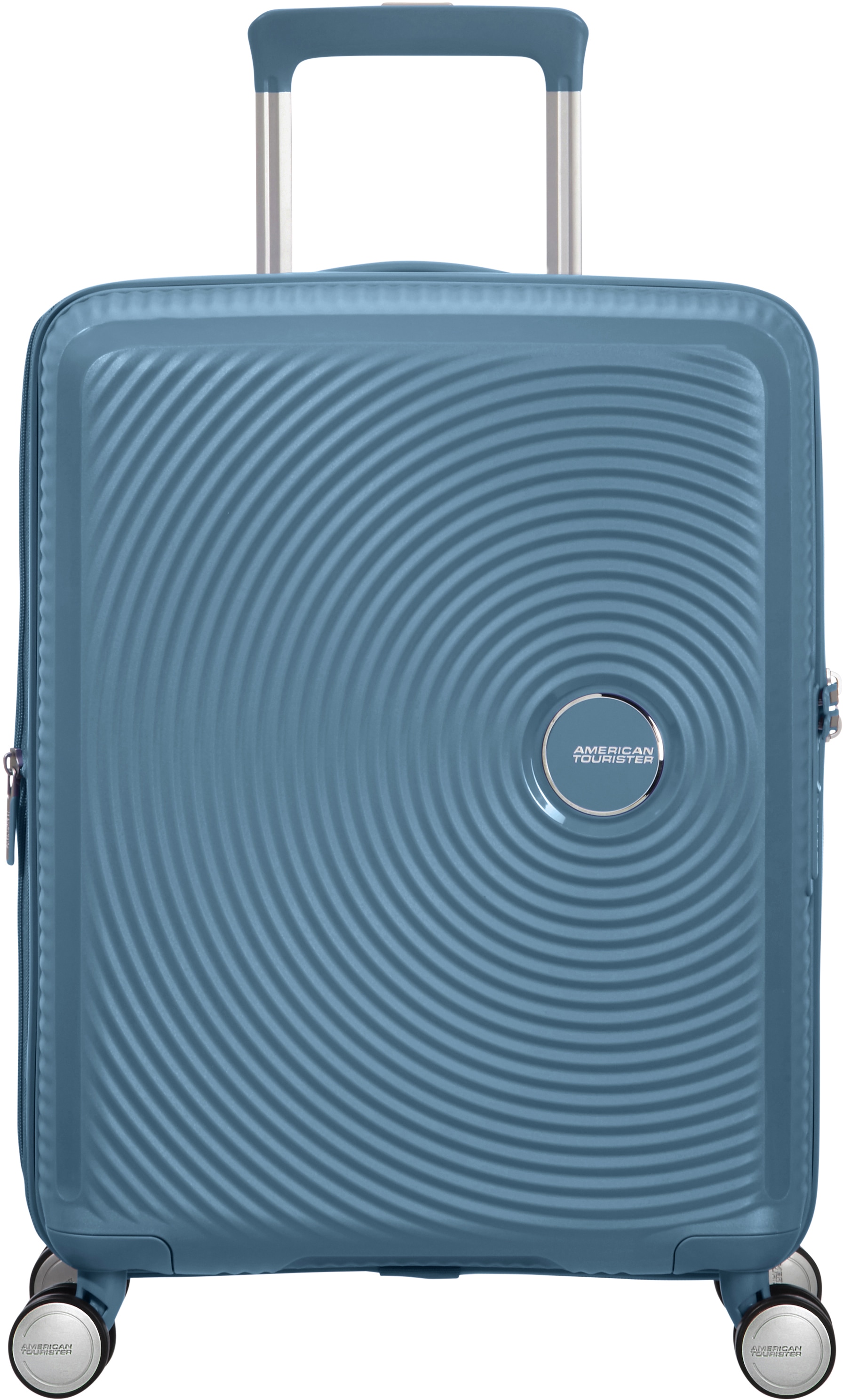 Hartschalen-Trolley AMERICAN TOURISTER "SOUNDBOX, in verschiedenen Farben und Größen", Gr. B/H/T: 40 x 55 x 20 35,5, blau (stone blau), Polypropylen, unifarben, Koffer, Reisekoffer Trolley Aufgabegepäck TSA-Zahlenschloss Volumenerweiterung Image