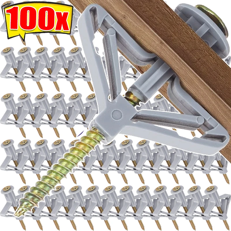 Gipskarton-Erweiterungsschrauben, Rohr, Kunststoff, Knebelanker, Wandstopfen, hohle Trockenbau-Anker, Bolzen, Befestigungs-Set, Hardware-Befestigungswerkzeug Image