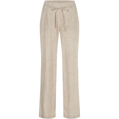 Leinenhose MAC "CHIARA BELT", Damen, Gr. 34, Länge 32, beige (almond beige melange), Obermaterial: 100% Leinen, meliert, casual, weit knöchellang, Hosen, Sommerhose Wide Fit, mit geradem, weitem Bein