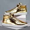 Luxus Gold Männer Schuhe Straße glänzenden Spiegel Hip Hop Turnschuhe Männer Glitzer Designer Schuhe