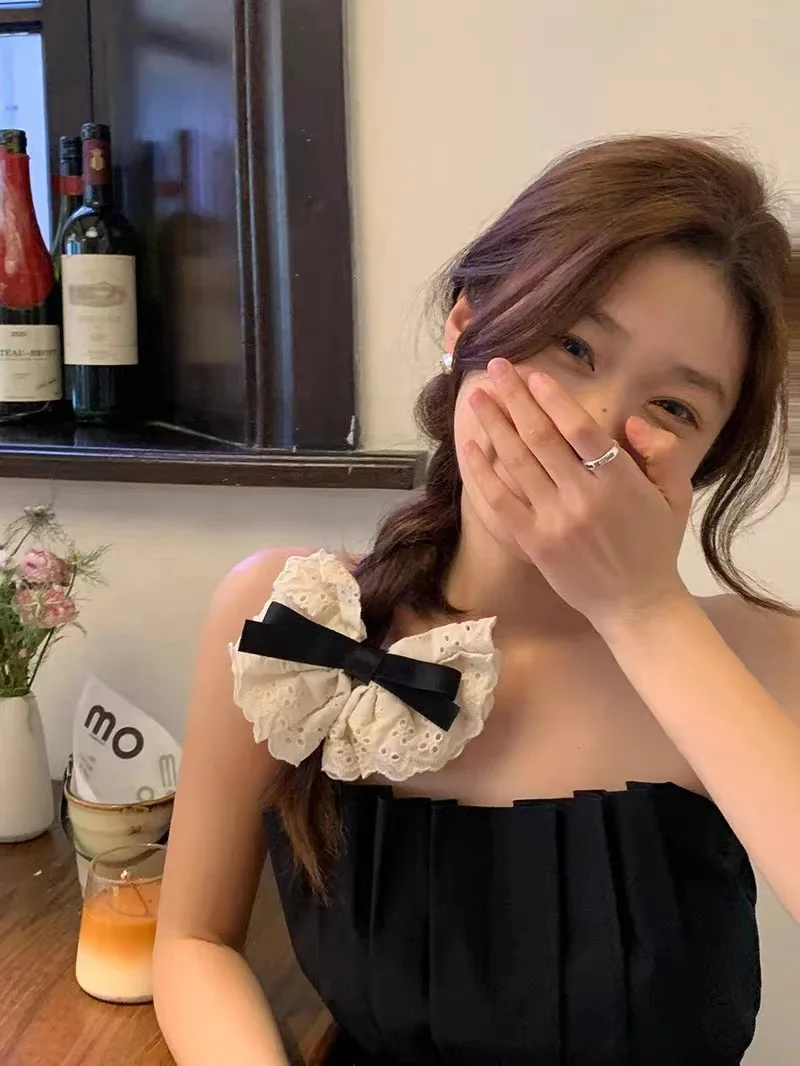 Haarspange aus Spitze mit ausgehöhlter, blumenförmiger Schleife, Haarspange für Damen am Hinterkopf, elegantes und schlichtes Haar-Accessoire Image