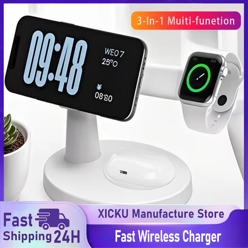 3-in-1 magnetischer kabelloser Ladeständer für Magsafe iPhone 13 14 15 16 Pro Max Apple Watch 9 8 AirPods Pro Schnellladestation Image