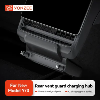 YZ For Tesla Model Y Juniper Model 3 Highland Rear Air Vent 27W Quick Charger USB Shunt HUB Power Splitter Apple Type-C Charger