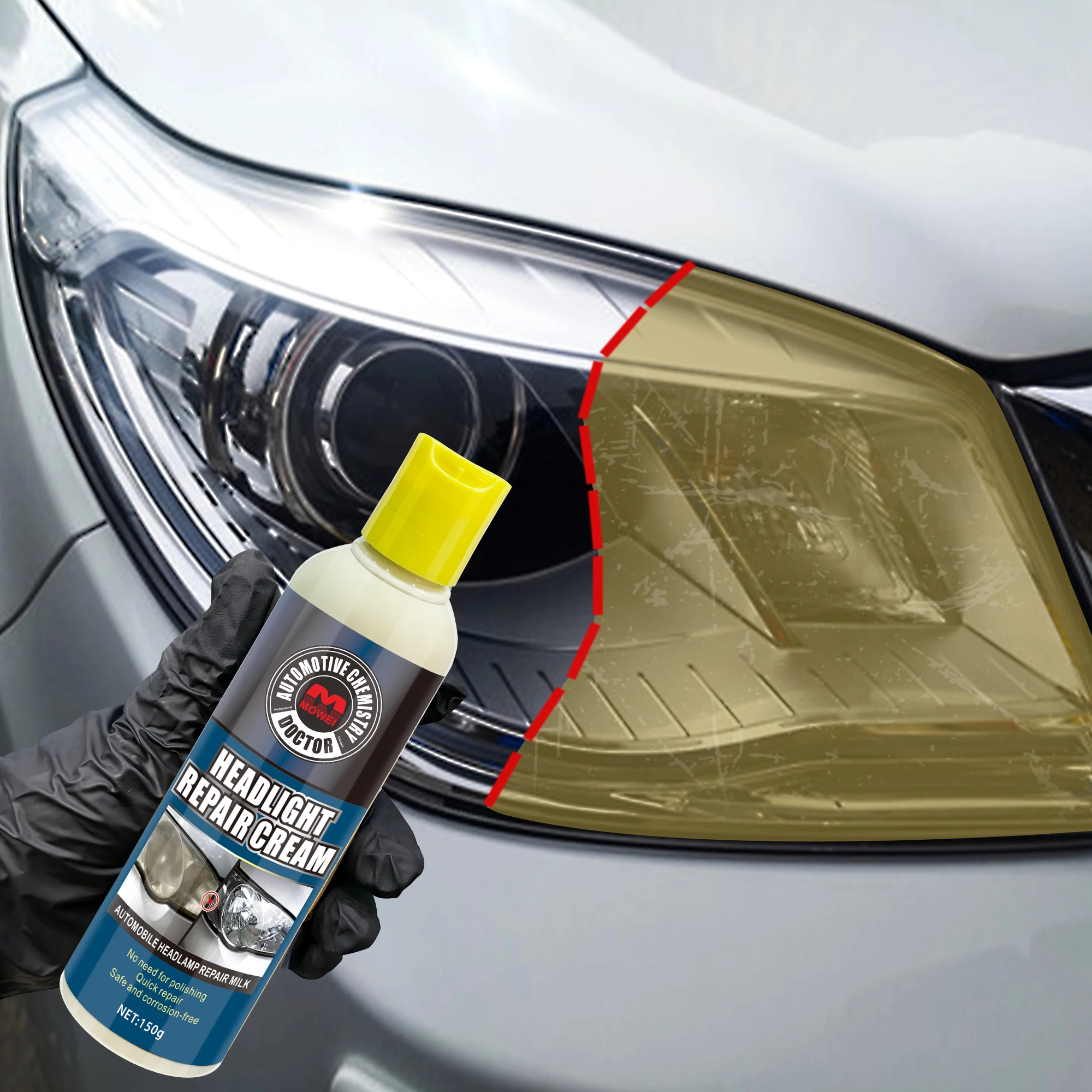 Scheinwerfer-Restaurierungsset – Vergilbung, Oxidation, Verblößerung für Autoscheinwerfer – einfach abwischbar, kein Polieren erforderlich – professionell Image