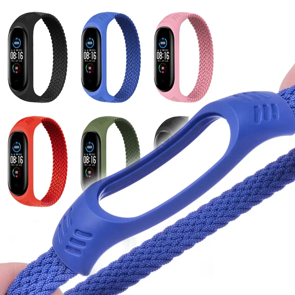 Geflochtene Solo Loop für Xiaomi Mi Band 7 Uhrenarmband Nylon-Armband NFC-Armband Smart Mi Band 6 Gürtel Correa auf Mi Band 7 6 5 4 3 Image
