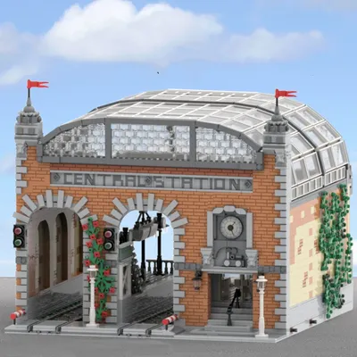 NEUE 4739PCS Stadt Heißer Verkauf Street View Moc Modulare altmodische Zentrale Station modell DIY Image