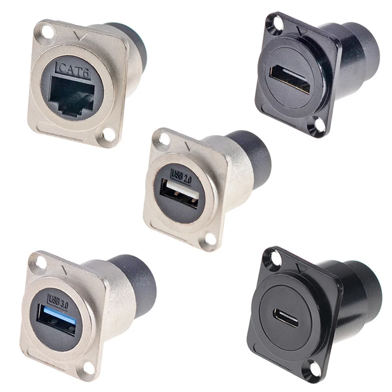 1pc Metall D Typ Modul RJ45 CAT6 & USB 2,0/3,0 & Typ C & HDMI-Jack Buchse durch Netzwerk Panel Montage Elektronische Stecker Image