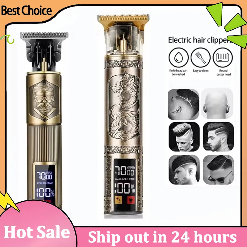 Elektrischer Vintage-Haarschneider/Zubehör für Männer, USB-Schnellladung, tragbar, präzises Schneiden, Friseurscher, Pflegeset Image