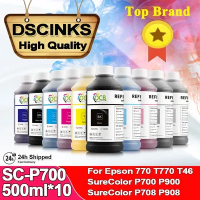 10PC 500ml Pigment Ink for Epson 770 P700 P900 P708 P908 SC-P700 SC-P10000 P20000 P10080 P20080 P10070 P20070 Printer T770 T46