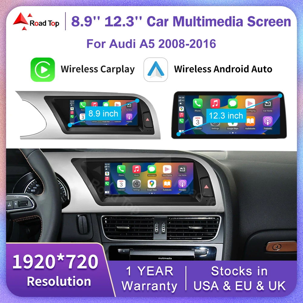 Road Top 8,8 "12,3" Auto Multimedia Linux Touchscreen Für Audi A5 2008-2016 Drahtlose CarPlay Android auto Airplay Auto Multimedia Image